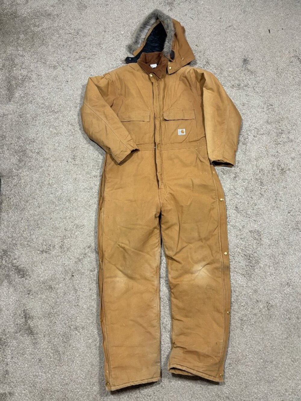 VTG Carhartt 100th Anniversary Brown Duck Canvas Insulated Coverall Set W/ Hood